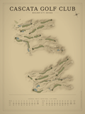 Cascata Golf Club course map poster, Vintage style, 12×16 / 18×24