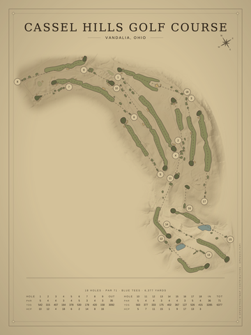 Cassel Hills Golf Course Map poster