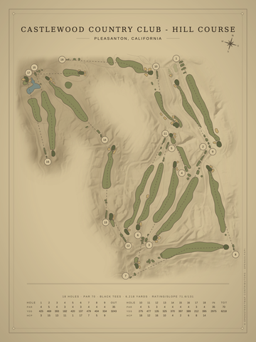 Castlewood Country Club - Hill Course Map poster