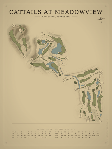 Cattails at Meadowview Course Map poster