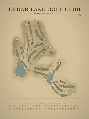 Cedar Lake Golf Club Course Map poster