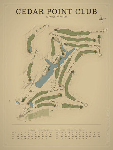 Cedar Point Club Course Map poster
