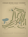 Cedar River Golf Course map poster, Vintage style, 12×16 / 18×24