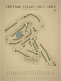 Central Valley Golf Club course map poster, Vintage style, 12×16 / 18×24