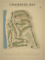 Chambers Bay course map poster, Vintage style, 12×16 / 18×24
