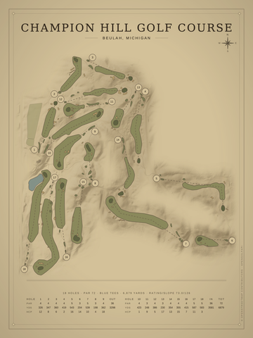 Champion Hill Golf Course Map poster