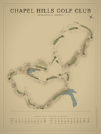 Chapel Hills Golf Club course map poster, Vintage style, 12×16 / 18×24