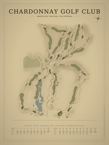 Chardonnay Golf Club Course Map poster