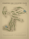 Charter Oak Country Club course map poster, Vintage style, 12×16 / 18×24