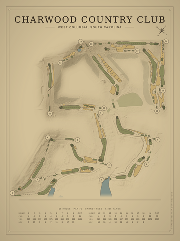 Charwood Country Club Course Map poster
