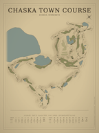 Chaska Town Course map poster, Vintage style, 12×16 / 18×24