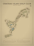 Chateau Elan Golf Club course map poster, Vintage style, 12×16 / 18×24