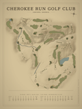 Cherokee Run Golf Club course map poster, Vintage style, 12×16 / 18×24