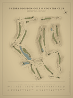 Cherry Blossom Golf & Country Club course map poster, Vintage style, 12×16 / 18×24