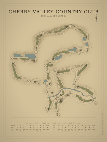 Cherry Valley Country Club Course Map poster