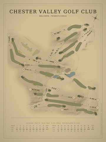 Chester Valley Golf Club Course Map poster