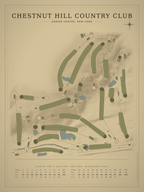 Chestnut Hill Country Club course map poster, Vintage style, 12×16 / 18×24