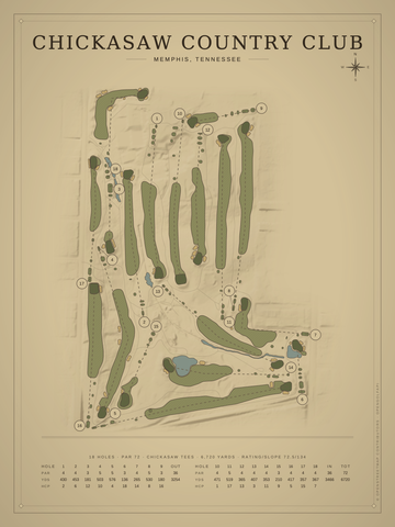 Chickasaw Country Club Course Map poster