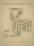 The Golf Club At Cimarron Trails course map poster, Vintage style, 12×16 / 18×24