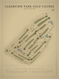 Clearview Park Golf Course map poster, Vintage style, 12×16 / 18×24