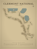 Clermont National course map poster, Vintage style, 12×16 / 18×24