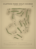 Clifton Park Golf Course map poster, Vintage style, 12×16 / 18×24