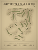 Clifton Park Golf Course map poster, Vintage style, 12×16 / 18×24