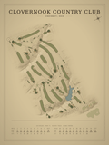 Clovernook Country Club course map poster, Vintage style, 12×16 / 18×24