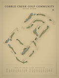 Cobble Creek Golf Community course map poster, Vintage style, 12×16 / 18×24