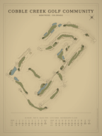 Cobble Creek Golf Community course map poster, Vintage style, 12×16 / 18×24