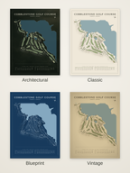 Cobblestone Golf Course map poster in four styles: Architectural, Classic, Blueprint and Vintage