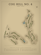 Cog Hill No. 4 (Dubsdread) course map poster, Vintage style, 12×16 / 18×24