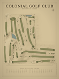 Colonial Golf Club course map poster, Vintage style, 12×16 / 18×24
