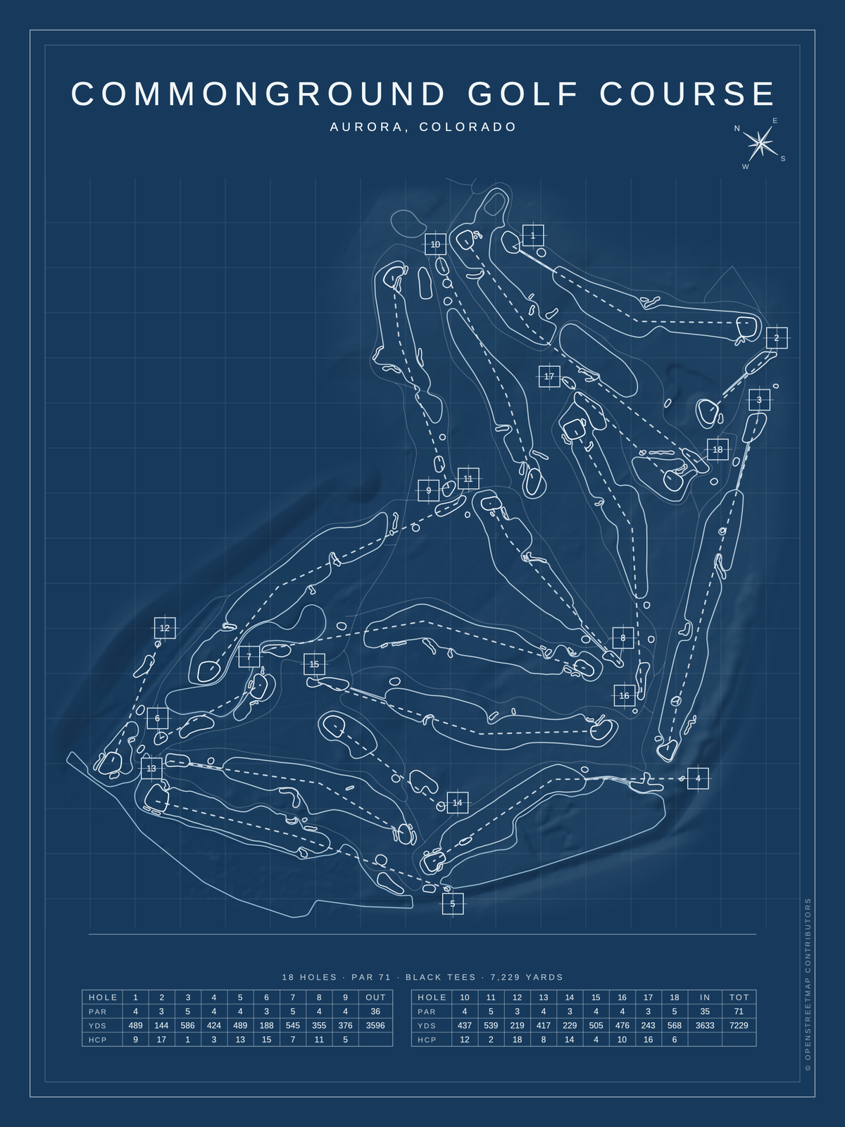 CommonGround Golf Course map poster, Blueprint style, 12×16 / 18×24