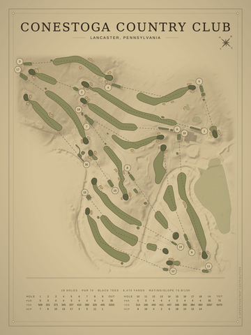 Conestoga Country Club Course Map poster