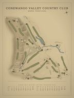 Conewango Valley Country Club course map poster, Vintage style, 12×16 / 18×24