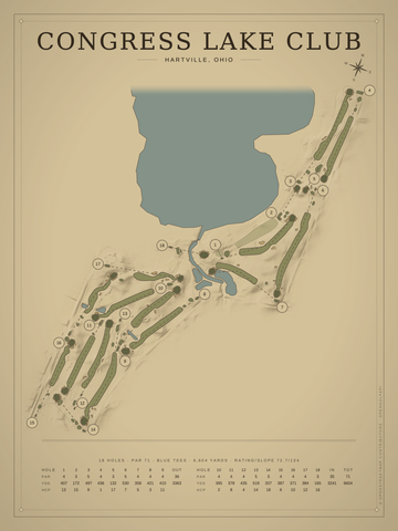 Congress Lake Club Course Map poster