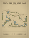 Costa Del Sol Golf Club course map poster, Vintage style, 12×16 / 18×24