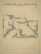 Costa Del Sol Golf Club course map poster, Vintage style, 12×16 / 18×24