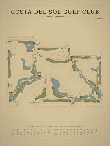 Costa Del Sol Golf Club Course Map poster