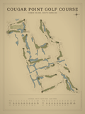 Cougar Point Golf Course map poster, Vintage style, 12×16 / 18×24