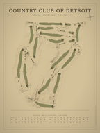 Country Club of Detroit course map poster, Vintage style, 12×16 / 18×24