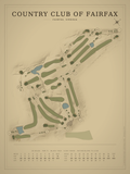 Country Club Of Fairfax course map poster, Vintage style, 12×16 / 18×24
