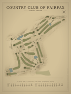 Country Club Of Fairfax course map poster, Vintage style, 12×16 / 18×24