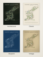 Country Club Of Fairfax course map poster in four styles: Architectural, Classic, Blueprint and Vintage