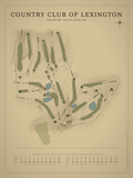 Country Club of Lexington course map poster, Vintage style, 12×16 / 18×24