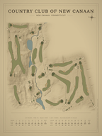 Country Club of New Canaan course map poster, Vintage style, 12×16 / 18×24