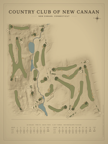 Country Club of New Canaan Course Map poster