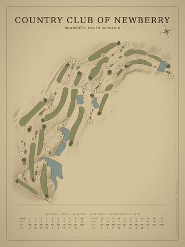 Country Club of Newberry Course Map poster