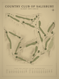 Country Club of Salisbury course map poster, Vintage style, 12×16 / 18×24